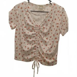 french pastry Floral Ruched Top - Y2k